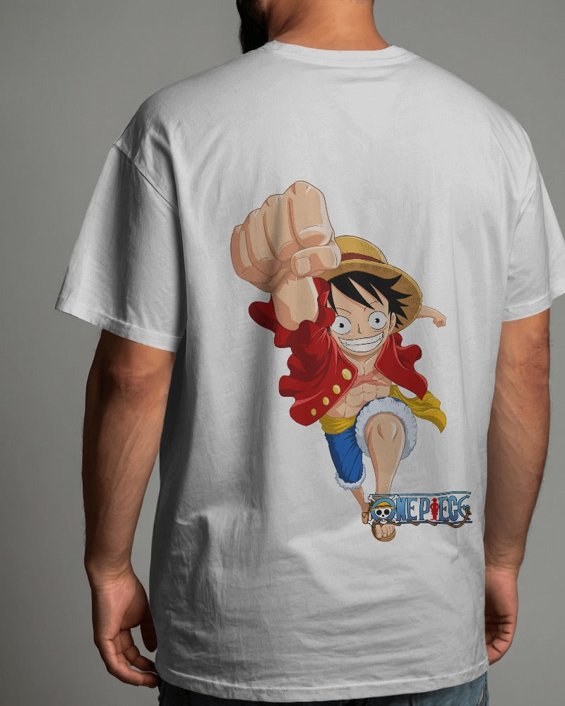 Anime: Monkey D Luffy punch, thsirt, white color