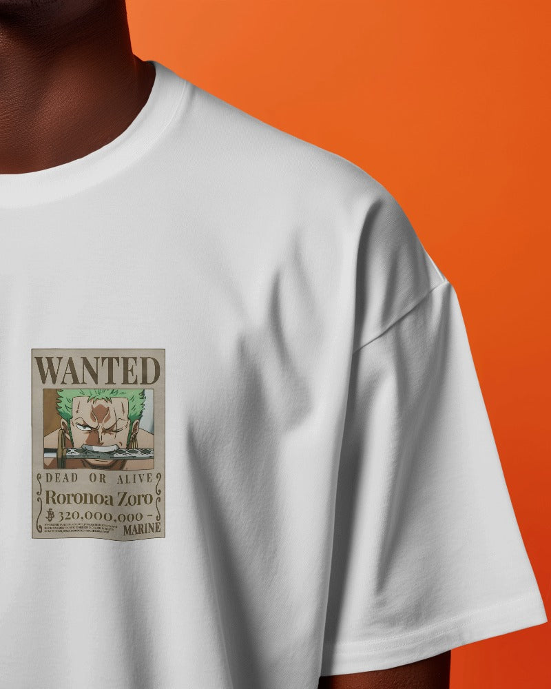 Anime, Roronoa Zoro Bounty Poster(chest), tshirt, white color