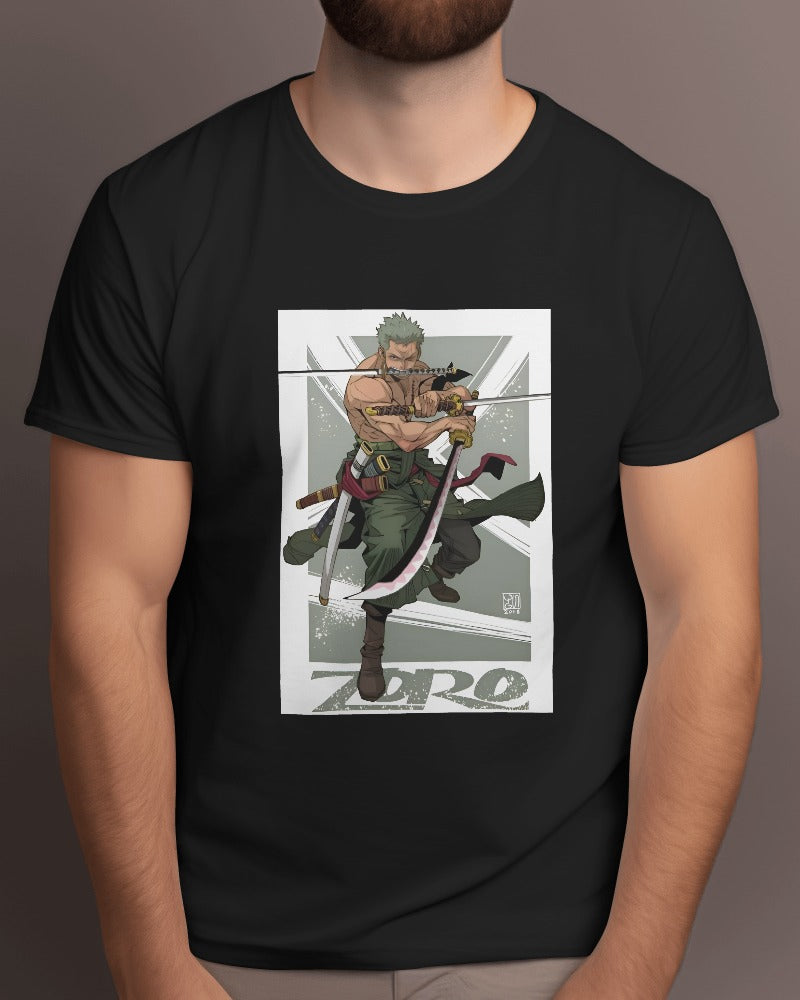 Anime: Roronoa Zoro Swordsman, tshirt ,black color