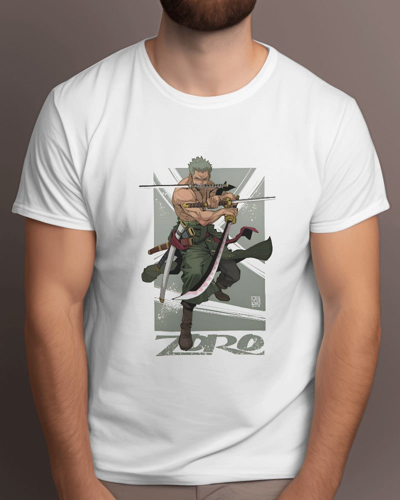 Anime: Roronoa Zoro Swordsman, tshirt, white color