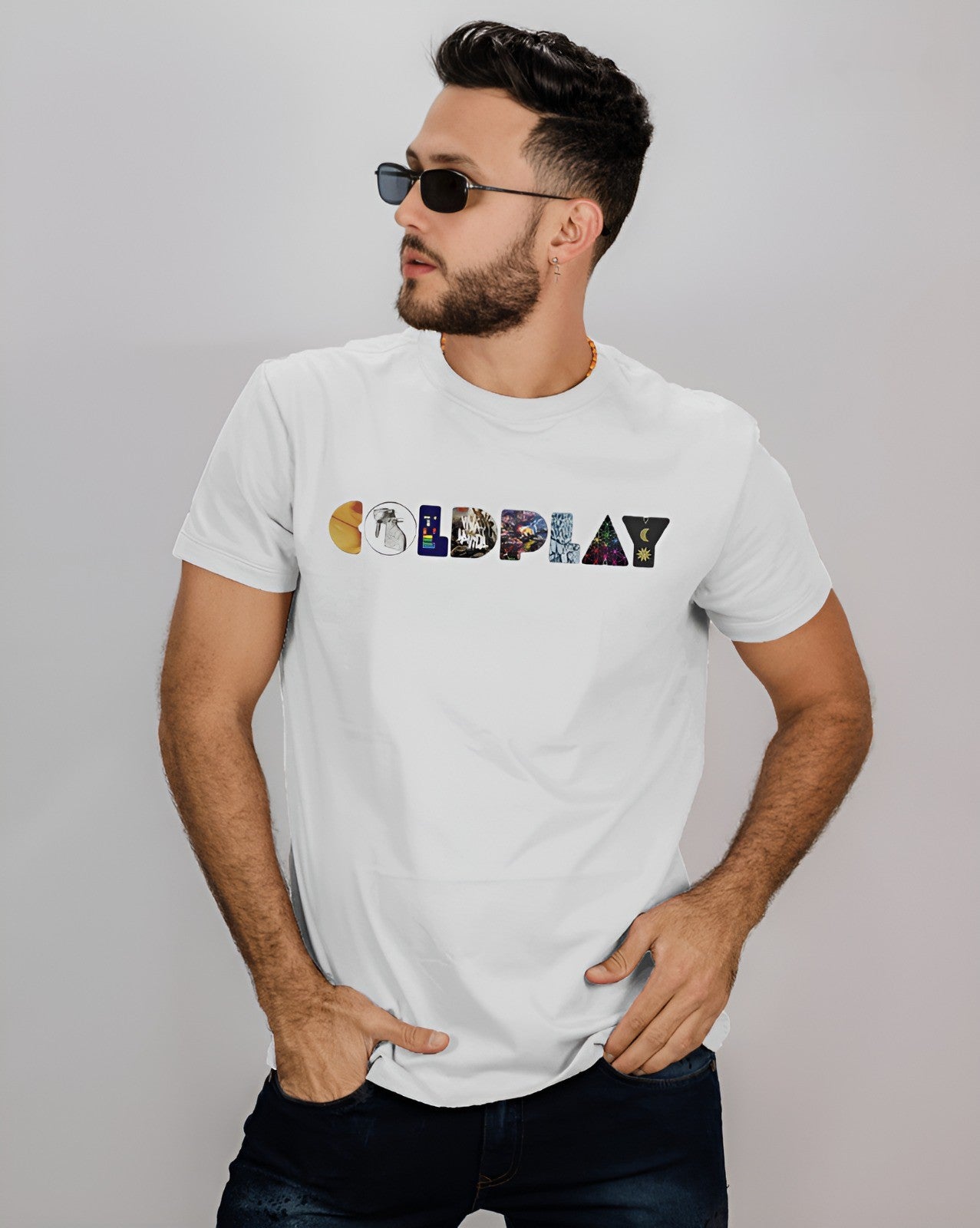 Coldplay tshirt: Album Graphics, Moon music ,white front