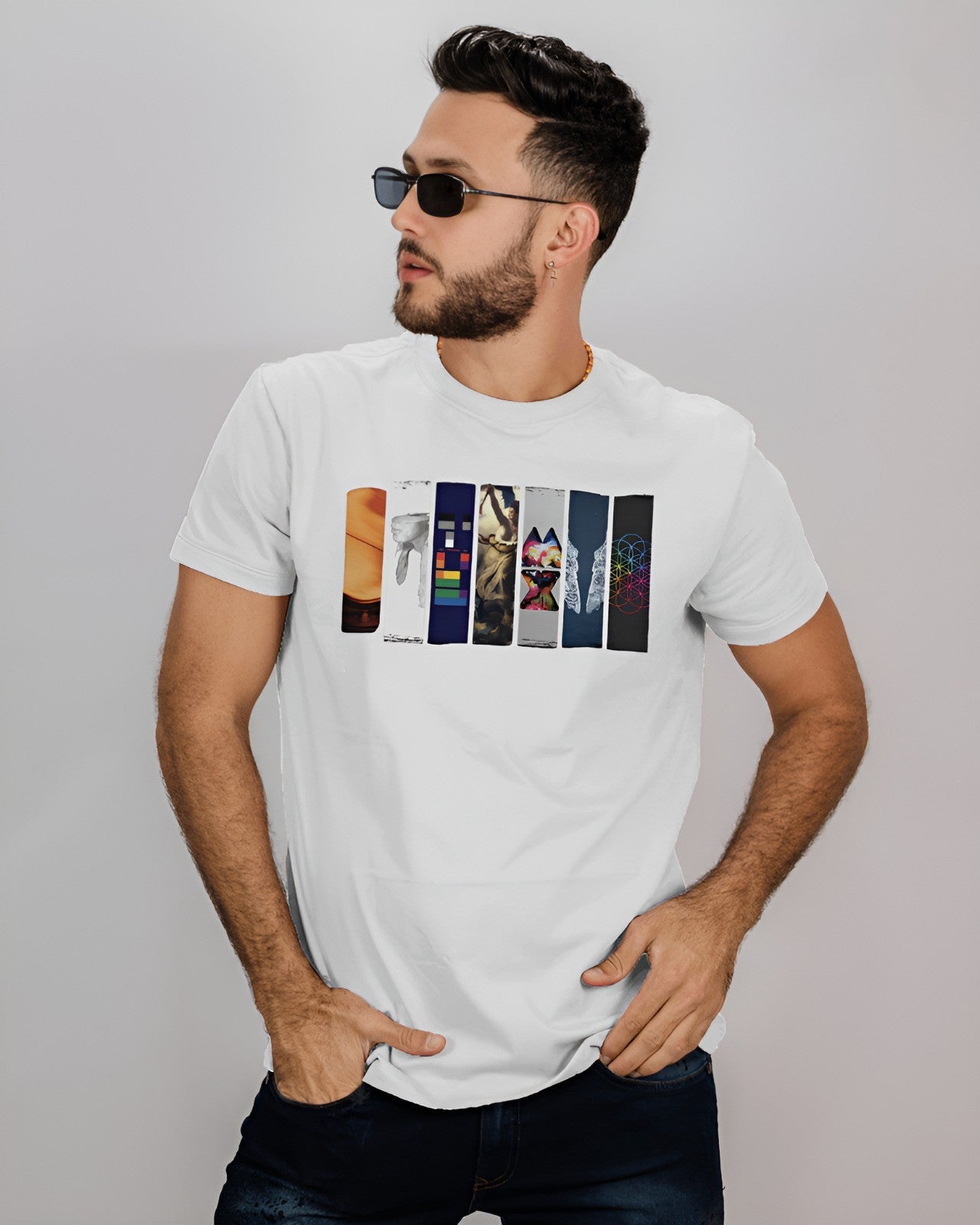 Coldplay tshirt, Albums front prints, white color
