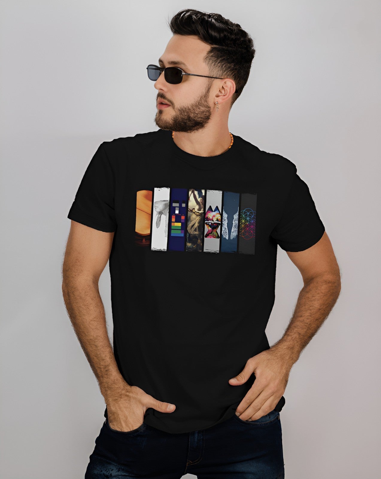 Coldplay Tshirt, Albums front prints, black color