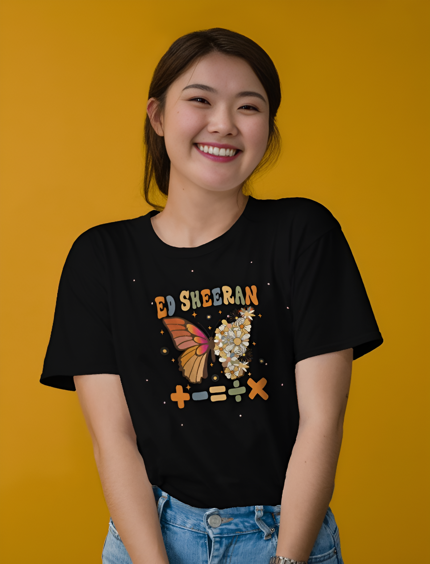 Ed Sheeran tshirt butterfly graphics black color