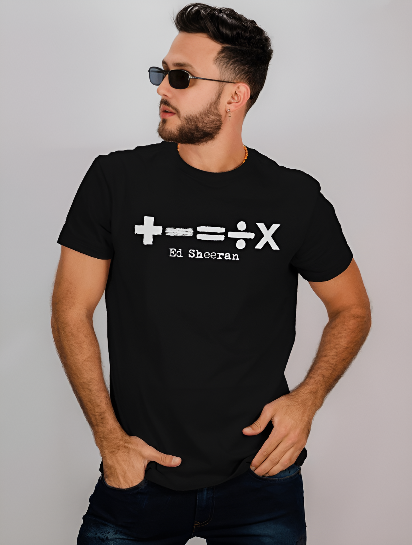 Ed Sheeran tshirt mathematics symbols black color