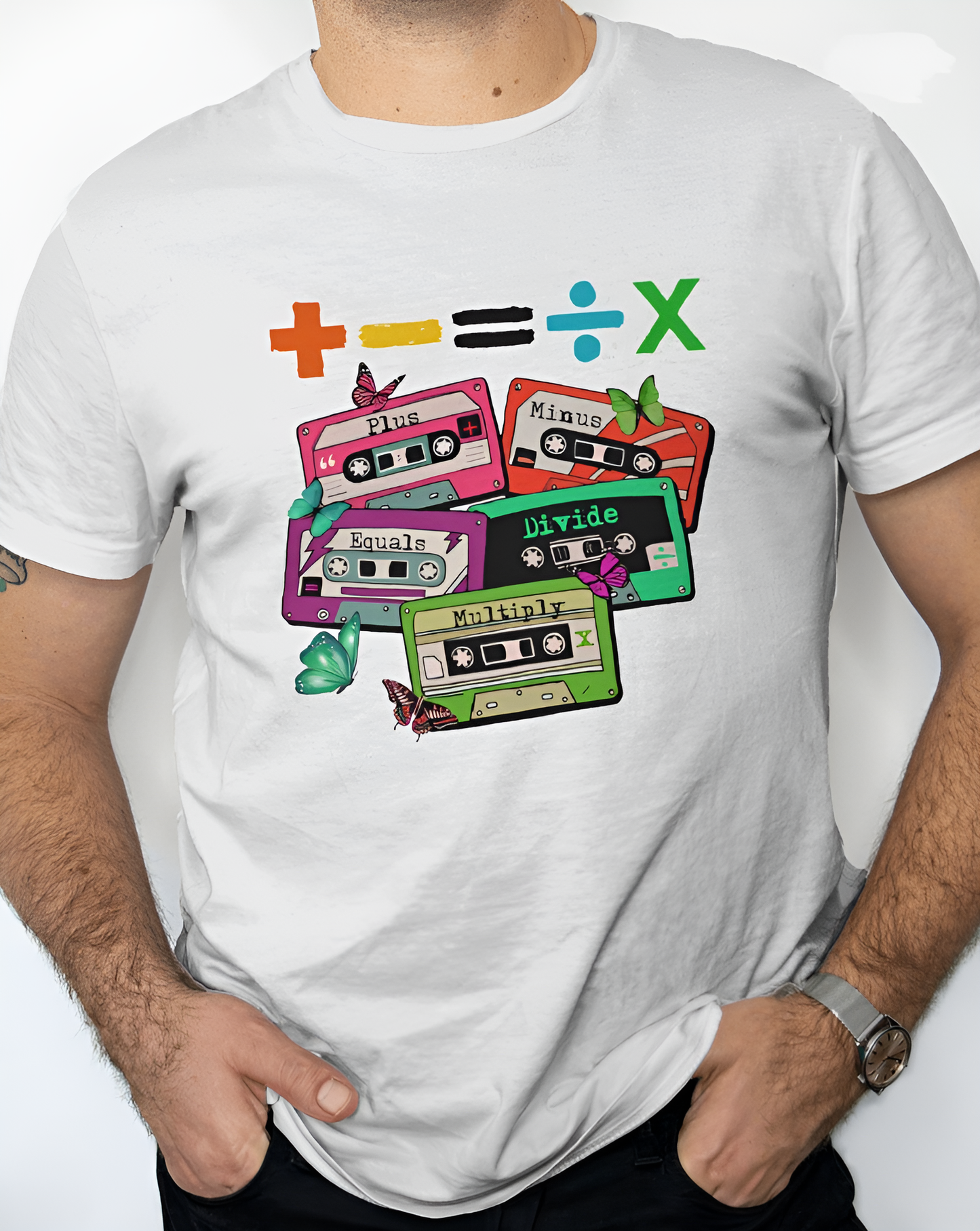 Ed Sheeran tshirt mathematics symbols graphics white color