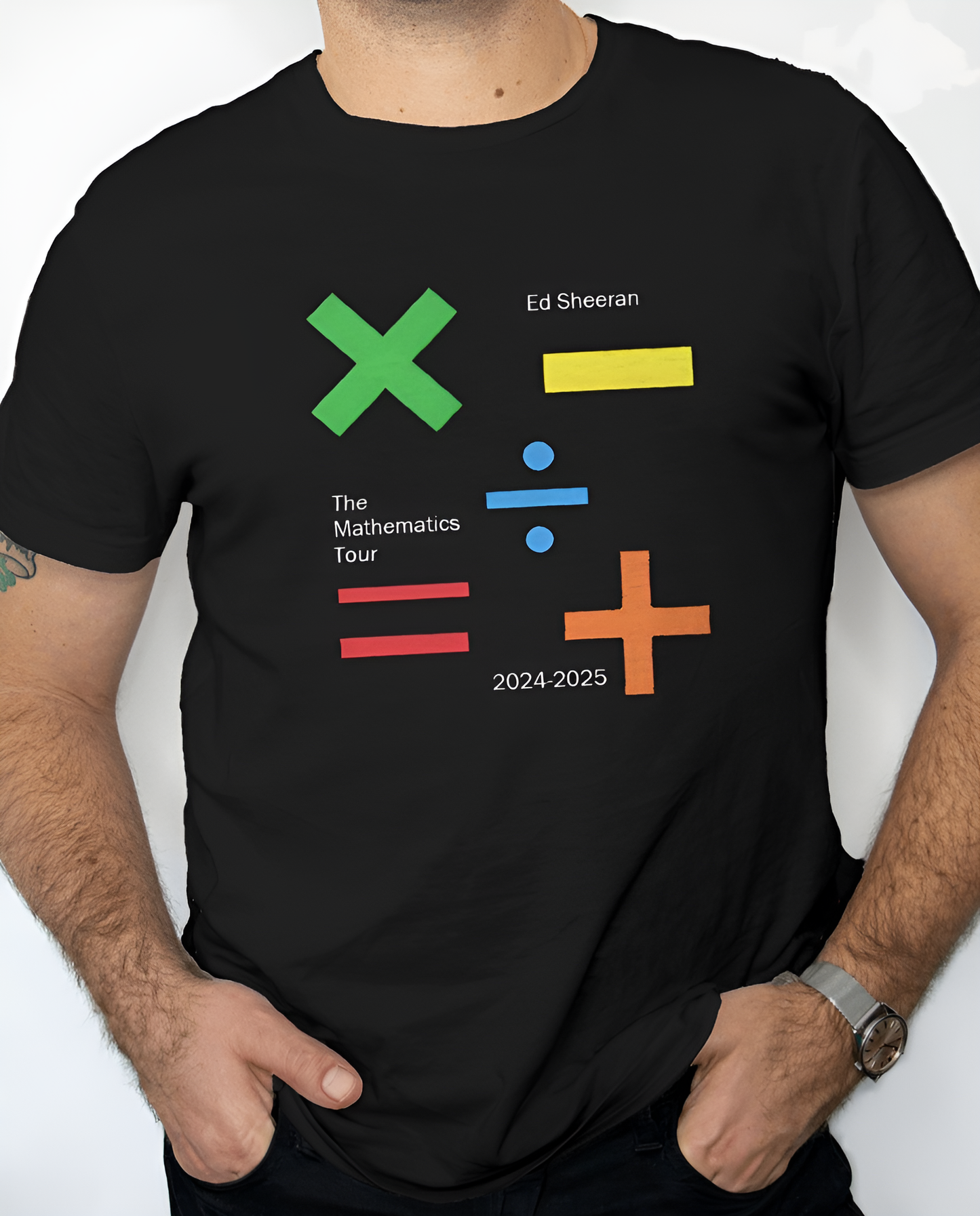 Ed Sheeran tshirt mathematics symbols text black color