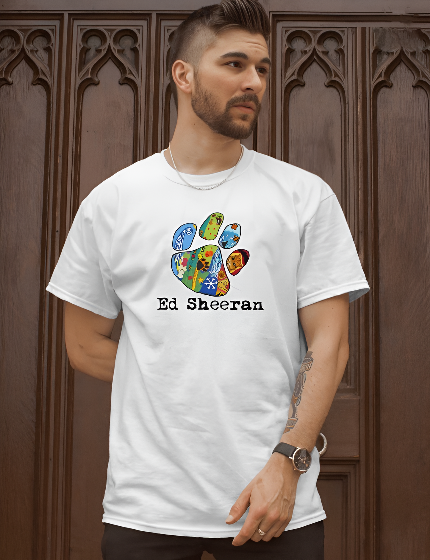 Ed Sheeran tshirt paw white color