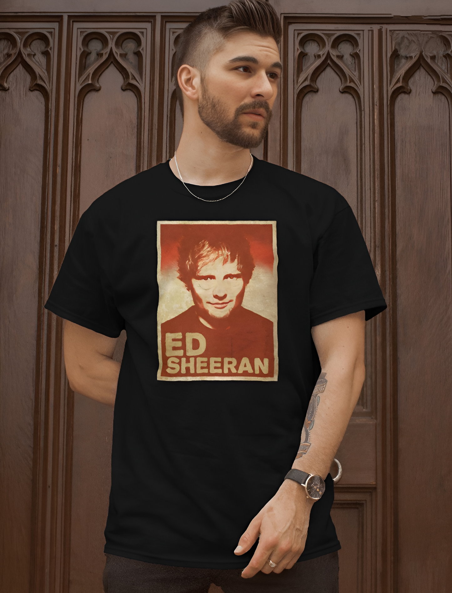 Ed Sheeran tshirt portrait poster black color