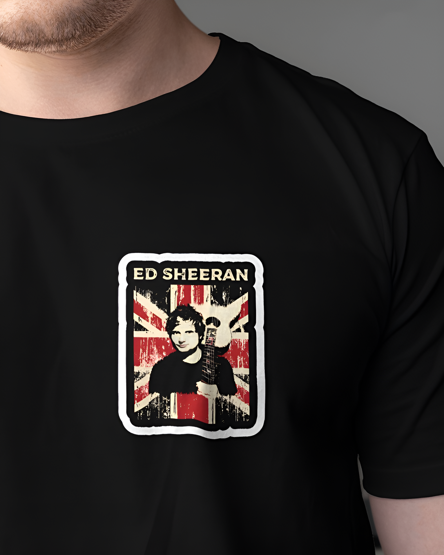 Ed Sheeran tshirt sticker chest black color