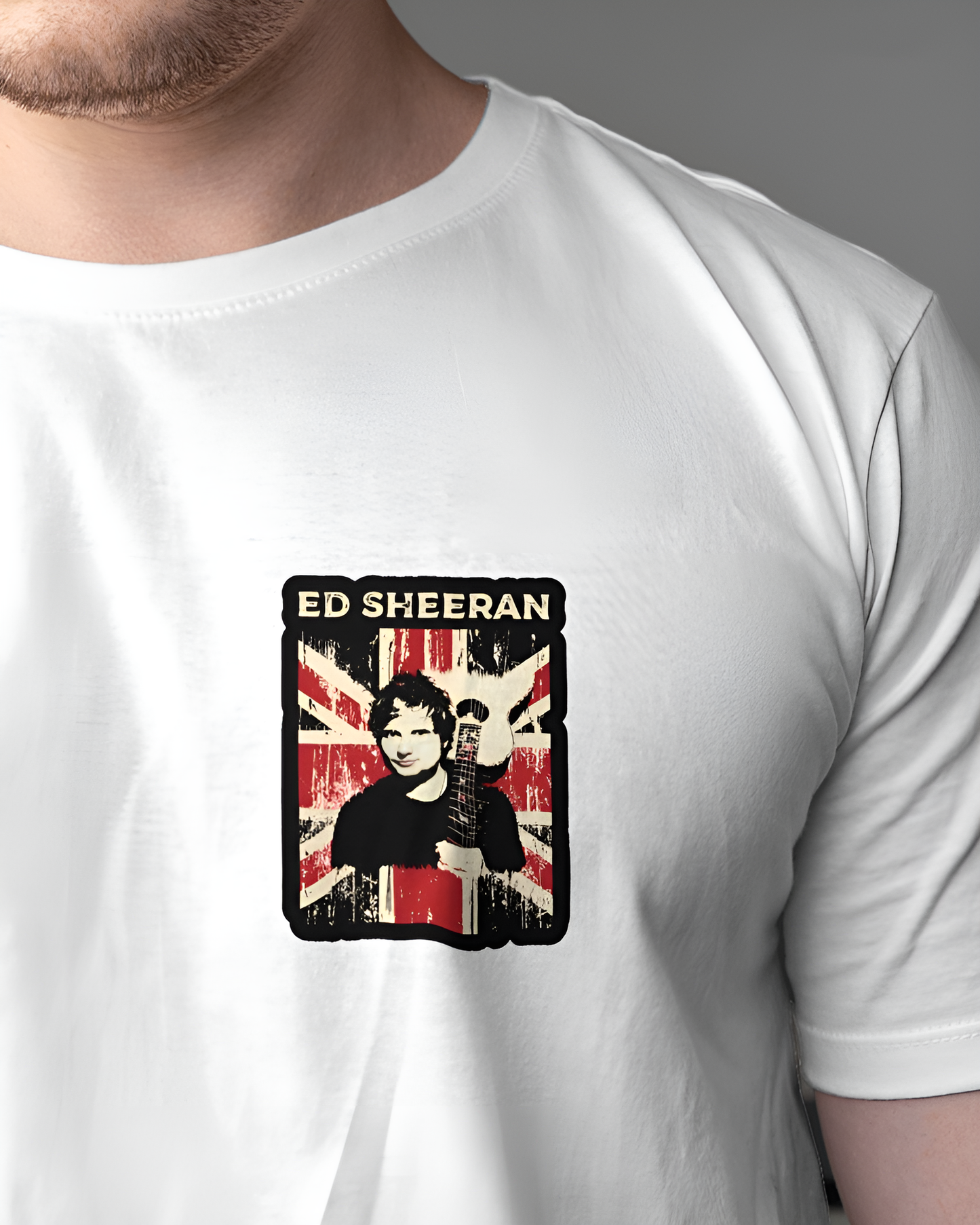 Ed Sheeran tshirt sticker chest white color