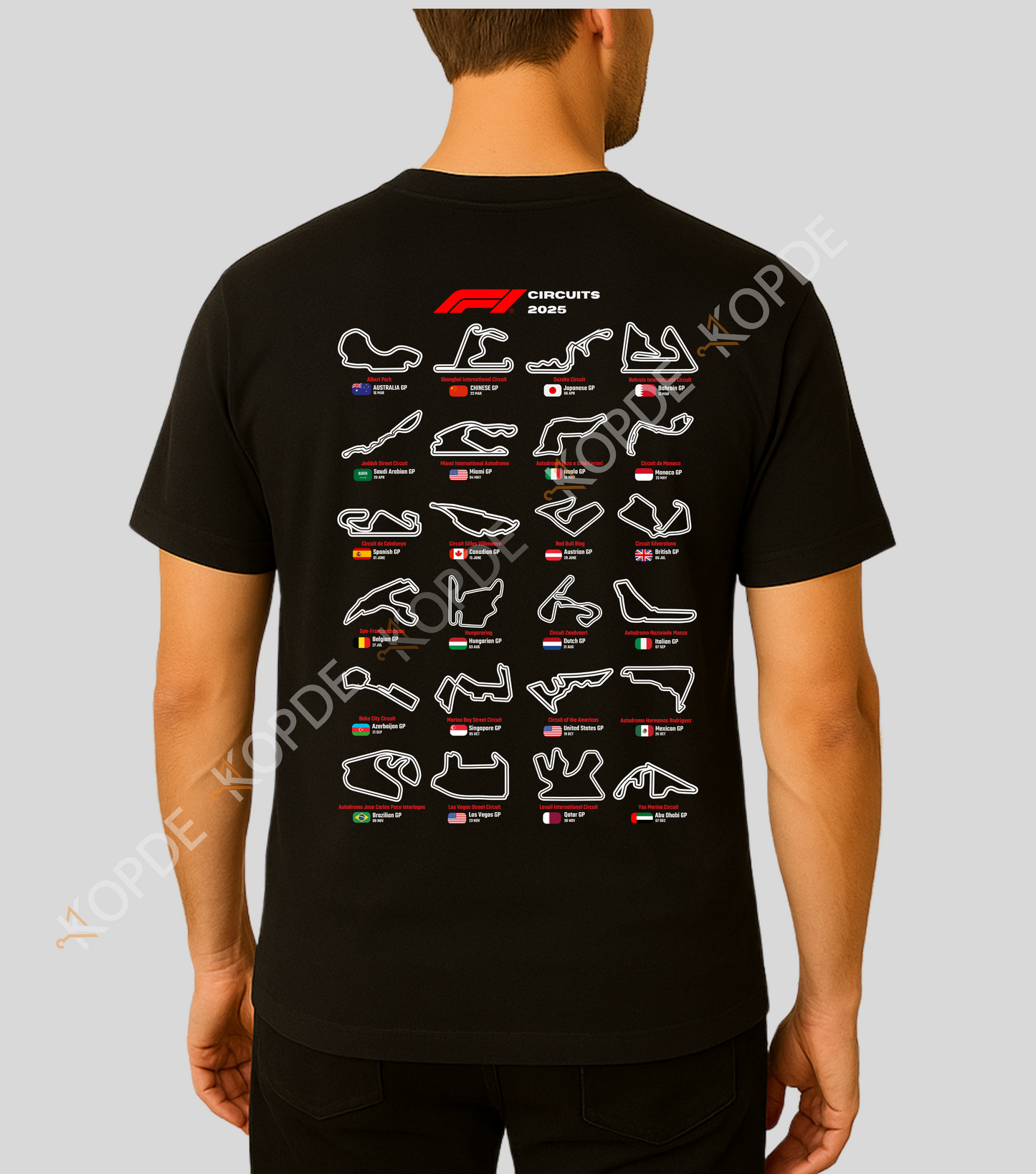 Formula1 circuits tracks 2025 tshirt black