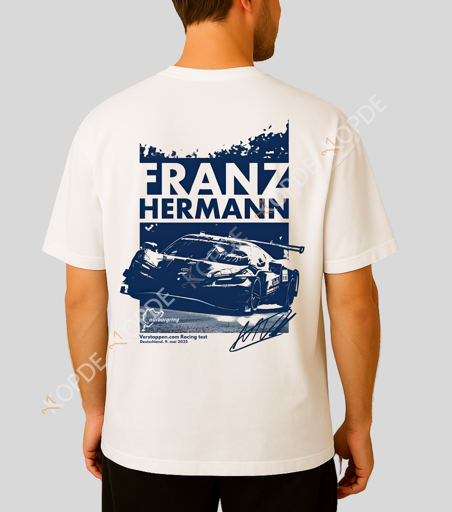 Franz Hermann Max verstappen racing white tshirt oversized back