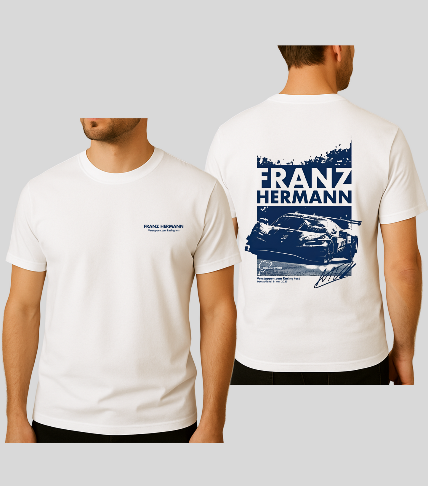 Franz Hermann tshirts Max verstappen racing test front back