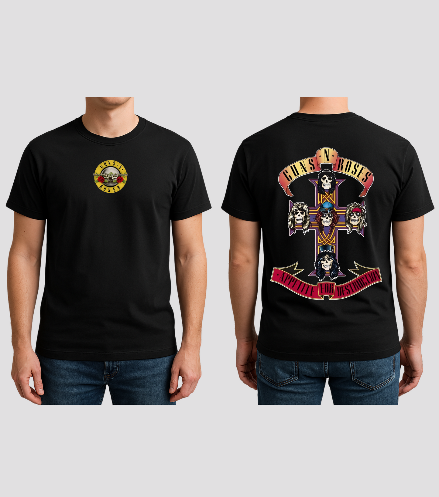 Guns N Roses, Tshirt, Appetite for Destruction, front an back prints, black