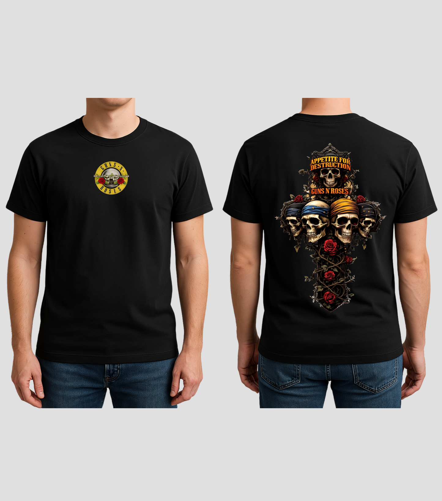 Guns N Roses, Appetite for Destruction. Tshirt, black, front an back prints