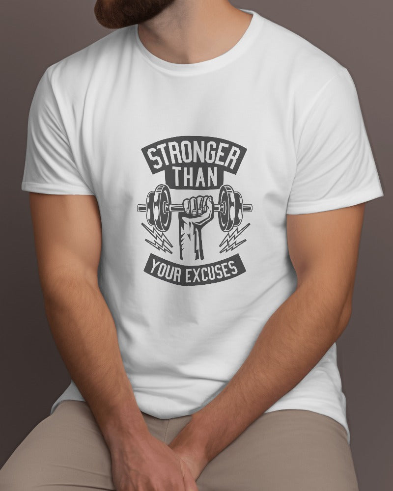 Gym & Fitness: Stronger, white tshirt color