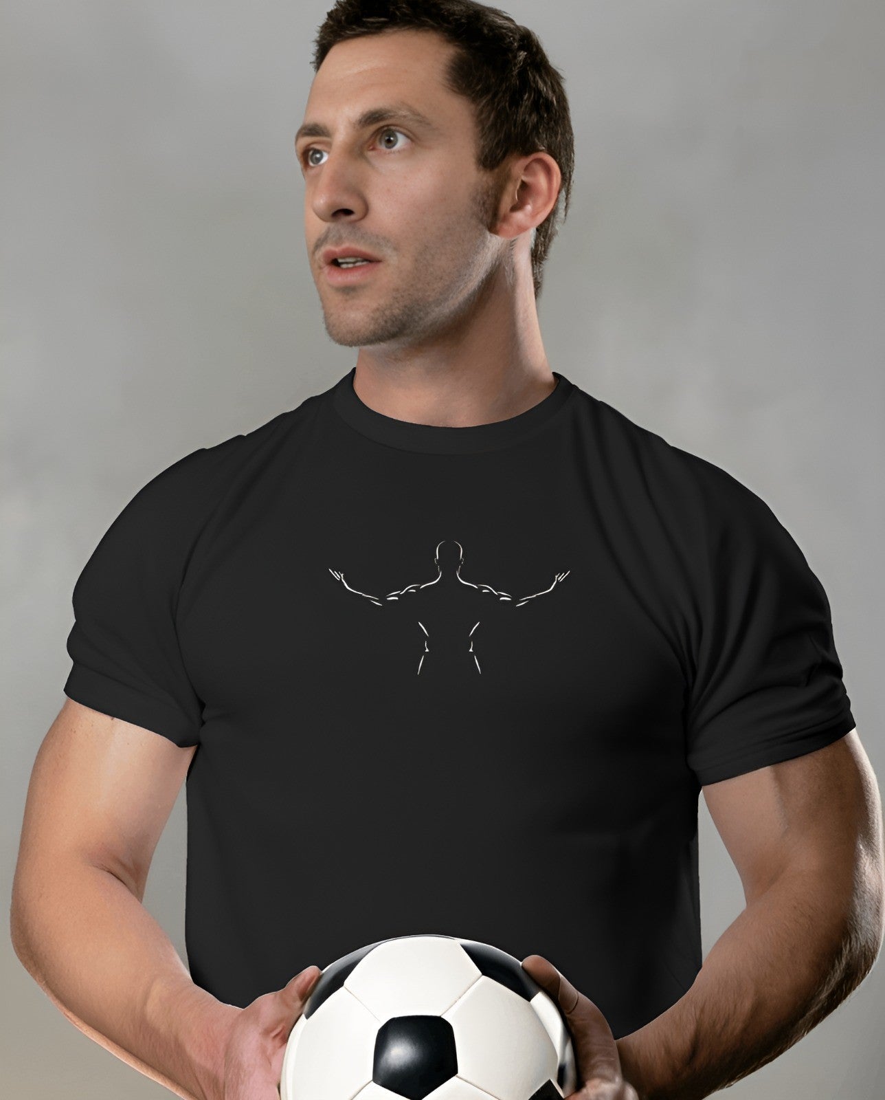 Gym Tshirt, body builder pose, black color