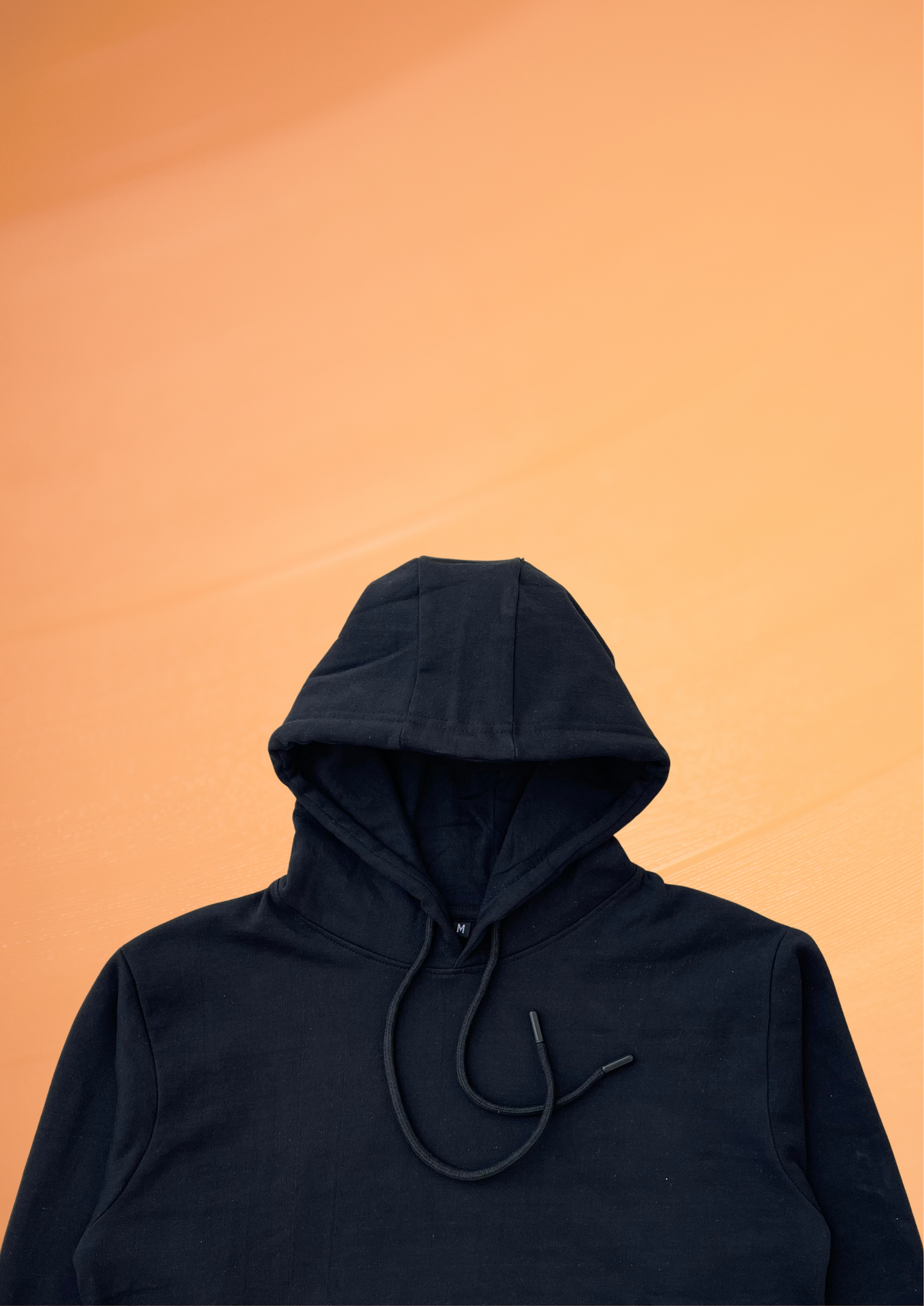 Hoodie: Regular fit - Unisex, black color. hoodie view