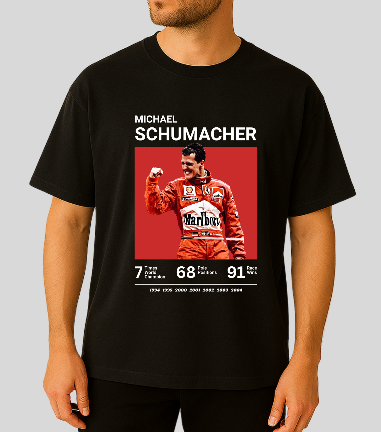 Michael Schumacher stats black oversized