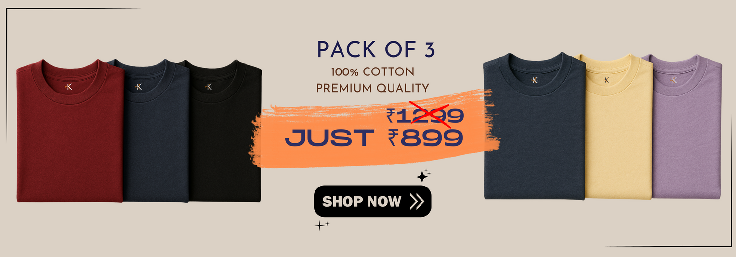 Pack of 3 Premium Cotton Blank T-Shirts