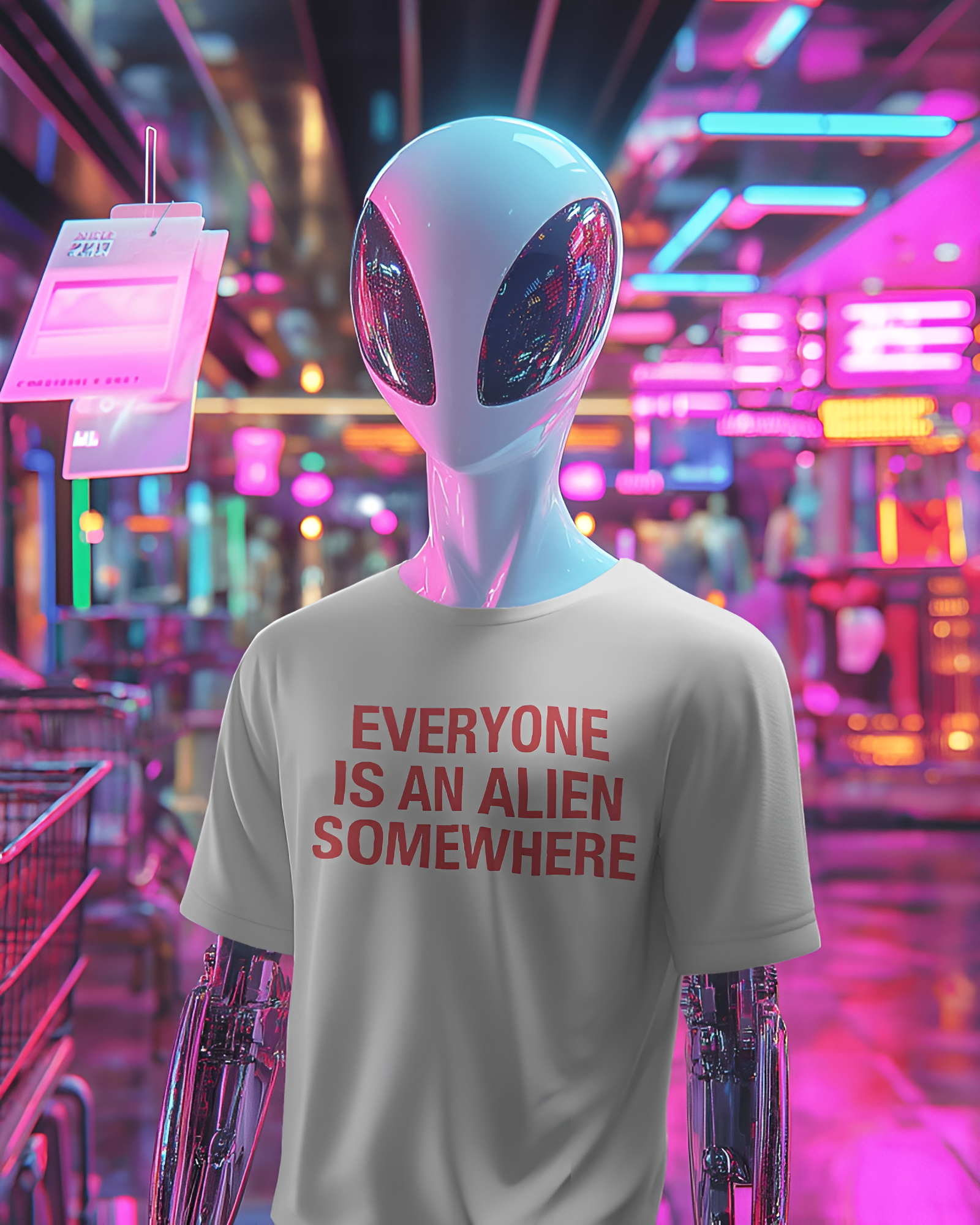 Coldplay tshirt, Everyone is an Alien Somewhere, red text, white color