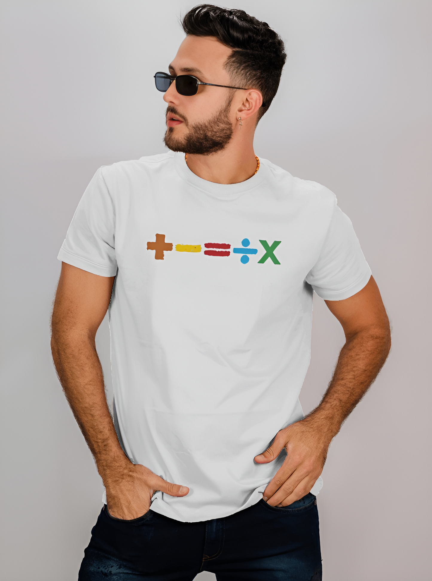Ed Sheeran tshirt mathematics color symbols white color