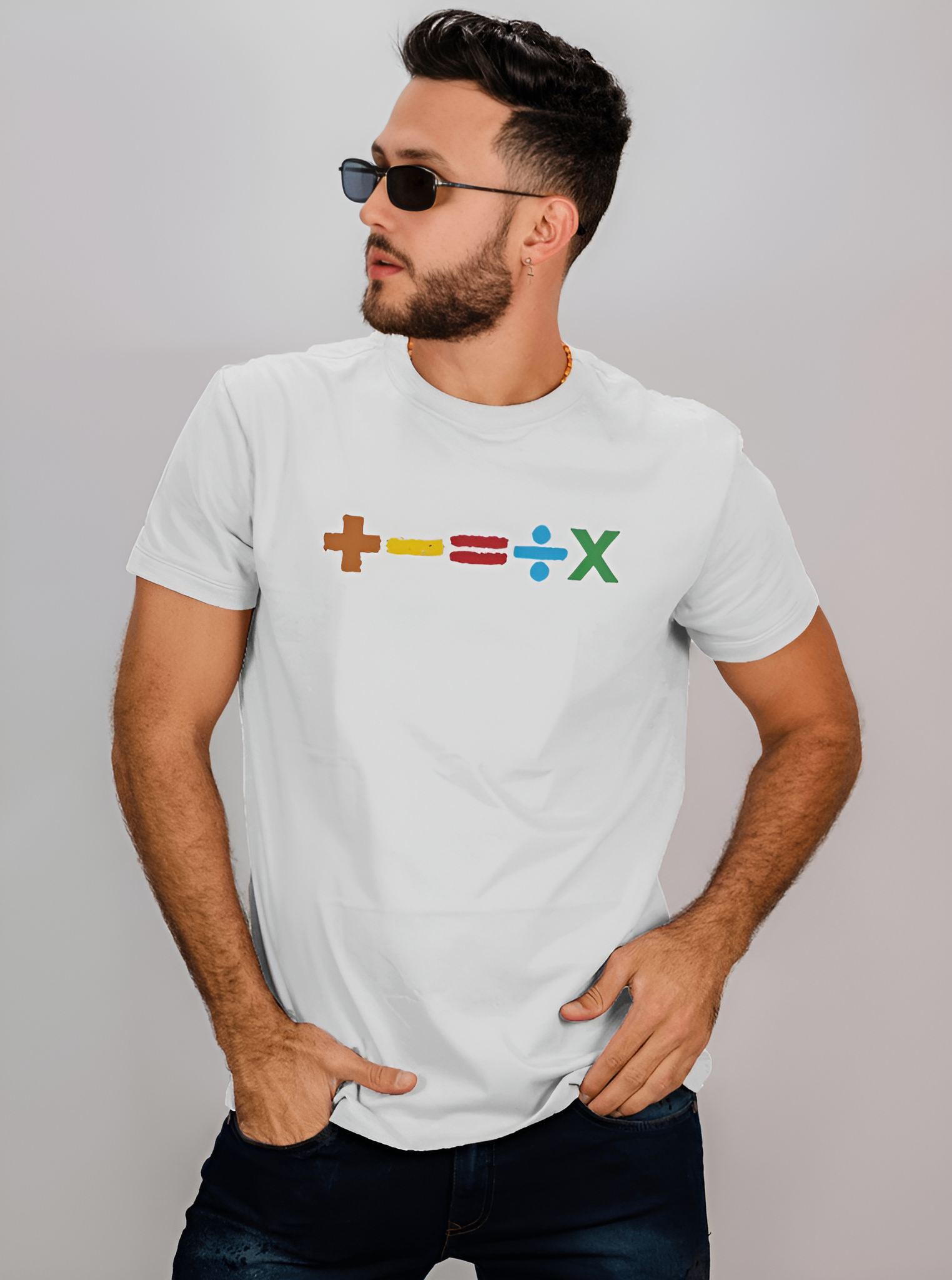 Ed Sheeran tshirt mathematics color symbols white color