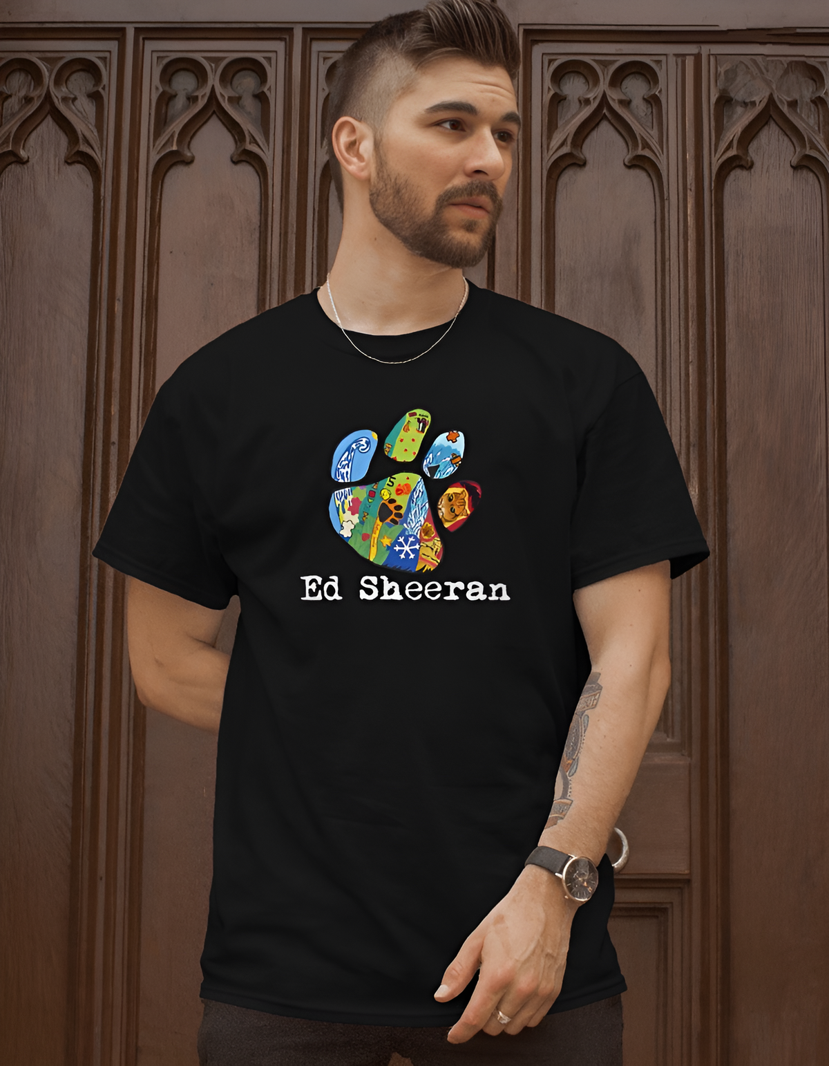 Ed Sheeran tshirt paw black color