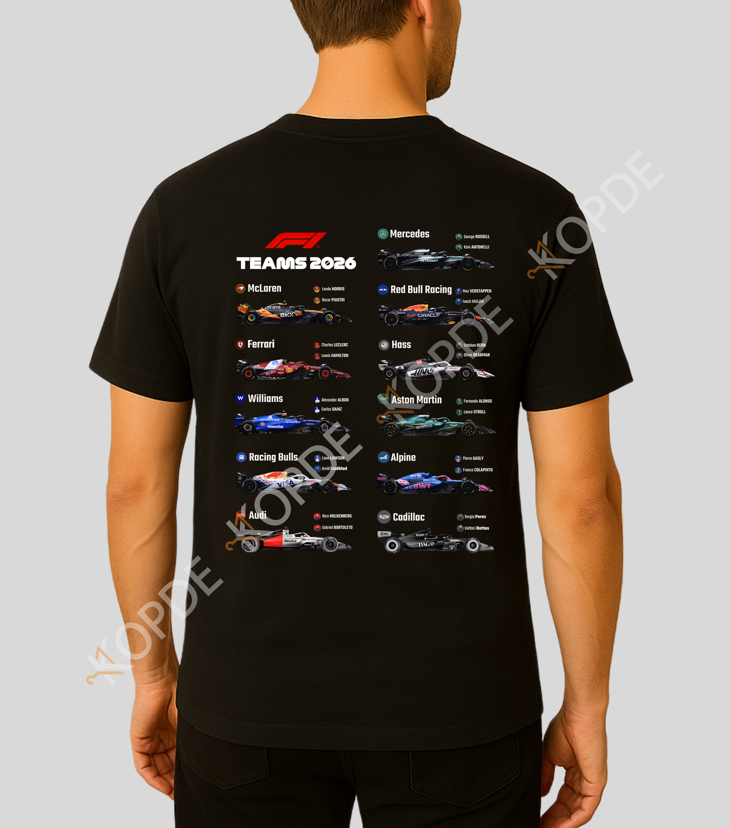 Formula 1 : 2026 Teams T-shirt| 100% Cotton | Unisex