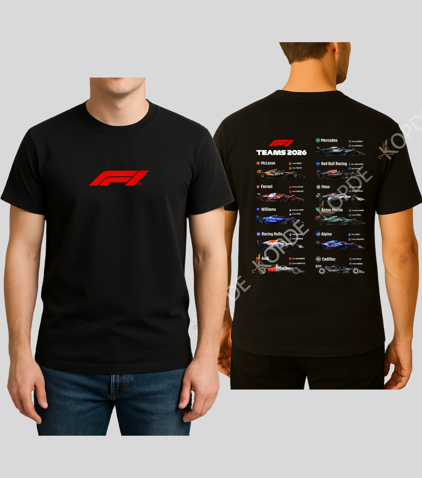 Formula 1 : 2026 Teams T-shirt| 100% Cotton | Unisex
