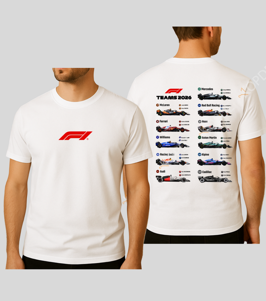Formula 1 : 2026 Teams T-shirt| 100% Cotton | Unisex
