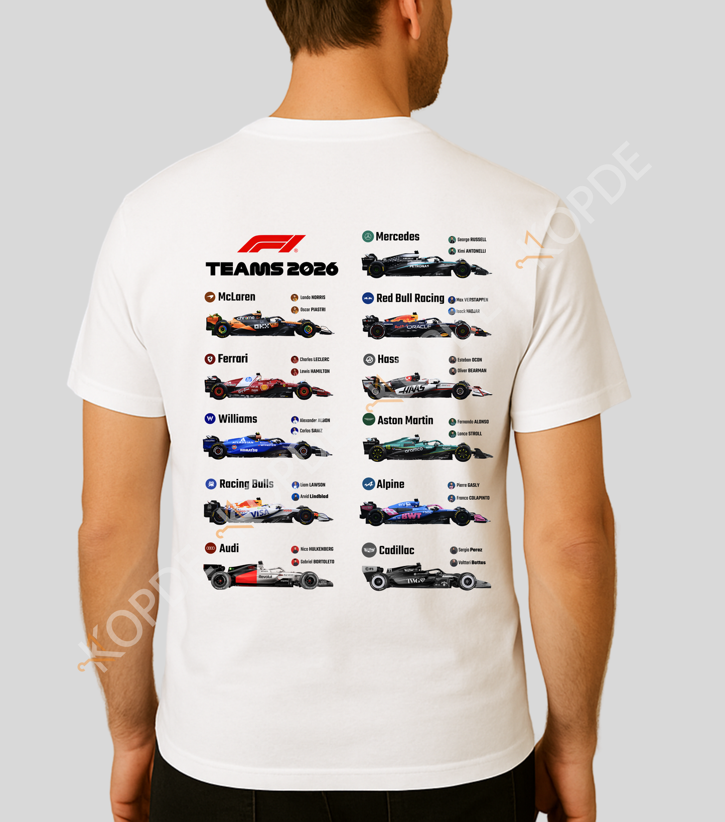 Formula 1 : 2026 Teams T-shirt| 100% Cotton | Unisex