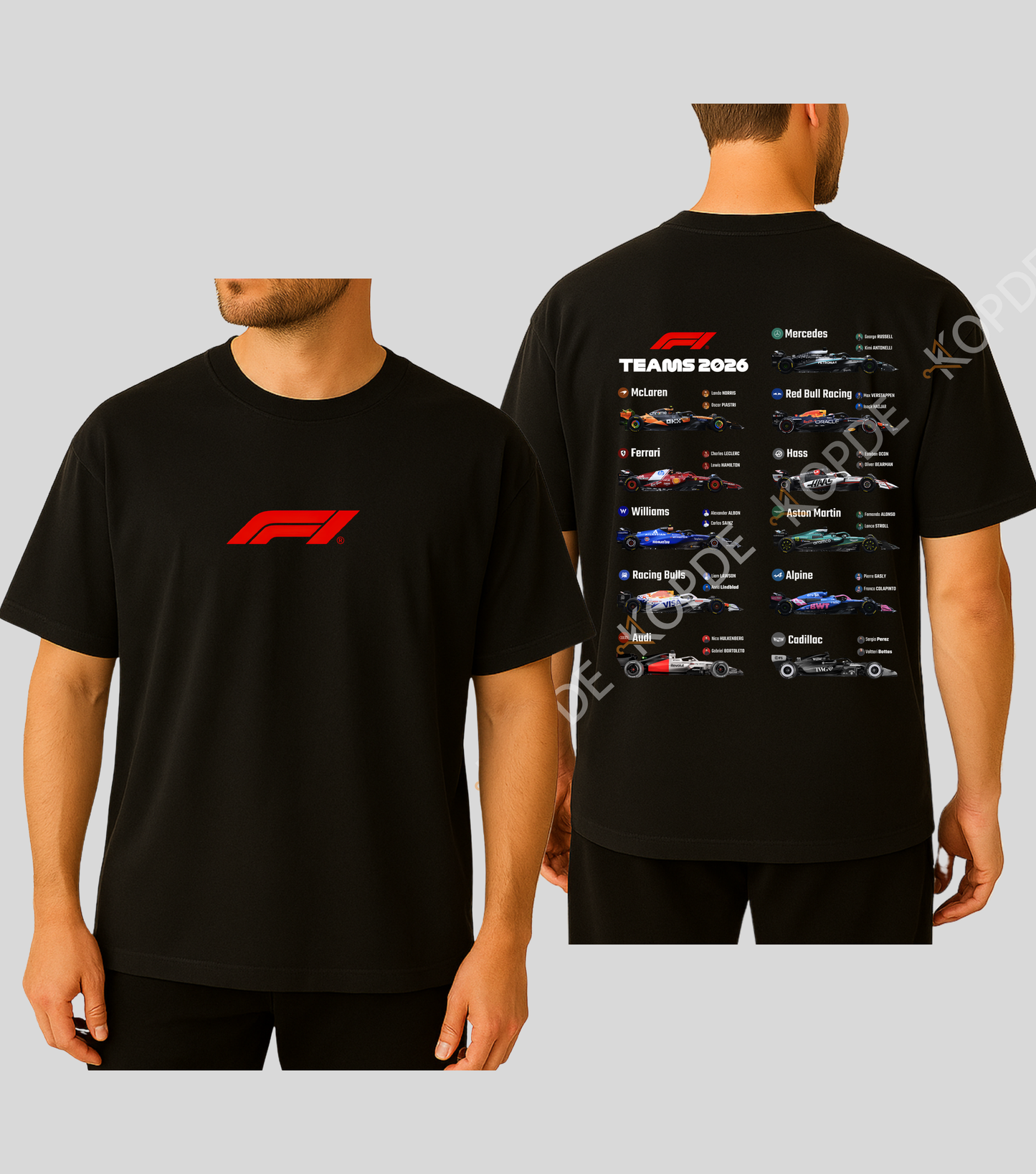 Formula 1 : 2026 Teams T-shirt| 100% Cotton | Unisex