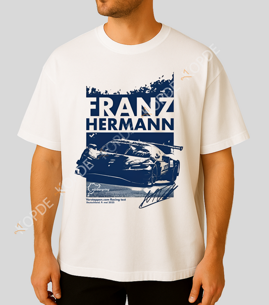 Franz Hermann Max verstappen racing white tshirt oversized front