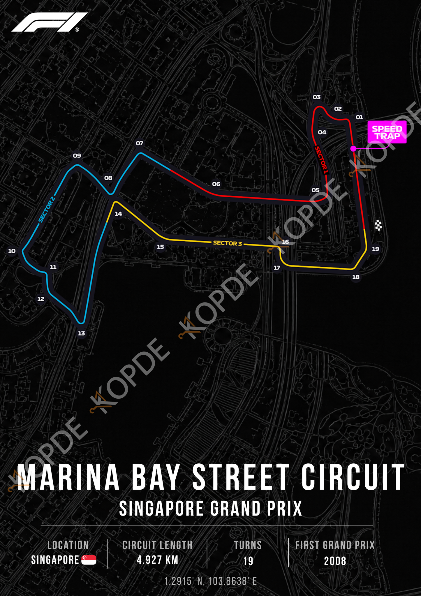 Marina Bay Street Circuit | Portrait & desktop version digital copy + RB racing wallpaper