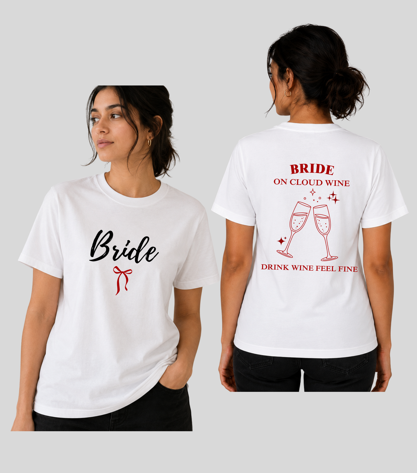 Wedding | Roce : Bride Ribbon with Cloud Wine Tshirt | 100% Cotton | Unisex