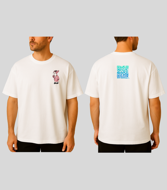 Chill Panther | KopdeQR Dynamic Small QR Code T-Shirt – Blue Gradient | 100% Cotton | Unisex |Mobile App-Controlled QR Code Content