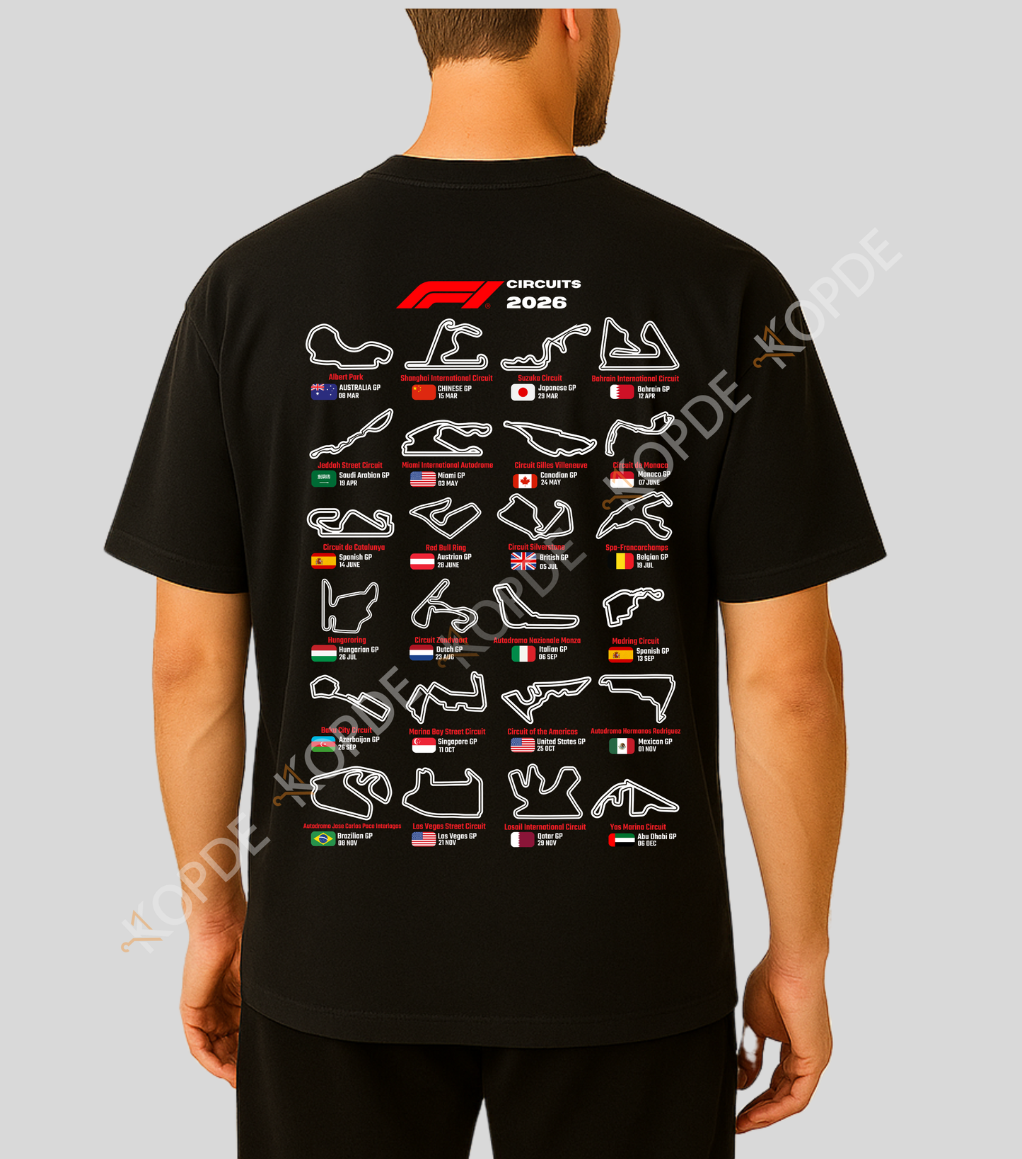 Formula 1 : 2026 Circuits/Tracks Schedule | New Era | 100% Cotton | Unisex