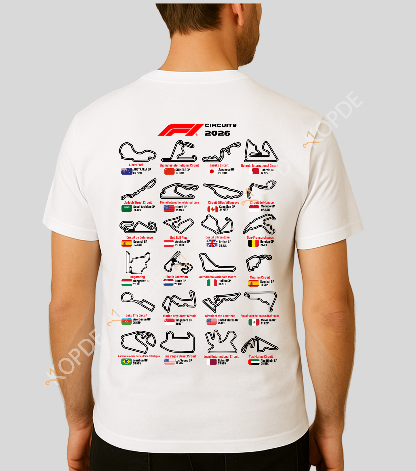 Formula 1 : 2026 Circuits/Tracks Schedule | New Era | 100% Cotton | Unisex