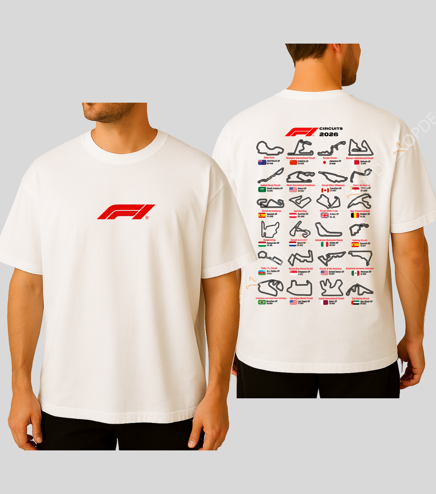 Formula 1 : 2026 Circuits/Tracks Schedule | New Era | 100% Cotton | Unisex