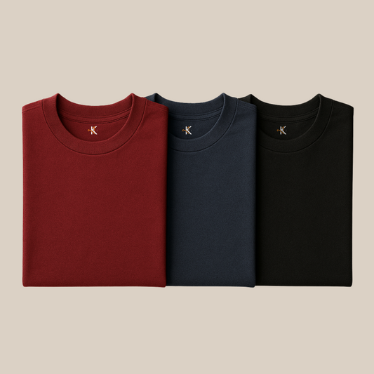 Pack of 3 : Solid colors - Maroon Navy Black T-shirts | 100% Cotton | Unisex